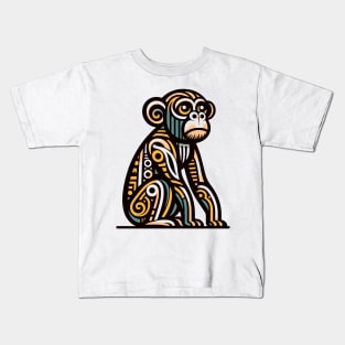 Pop art monkey illustration. cubism illustration of monkey Kids T-Shirt